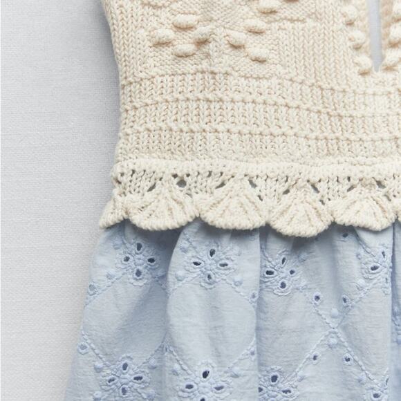 ZARA COMBINATION EMBROIDERED KNIT DRES - Picture 12 of 12